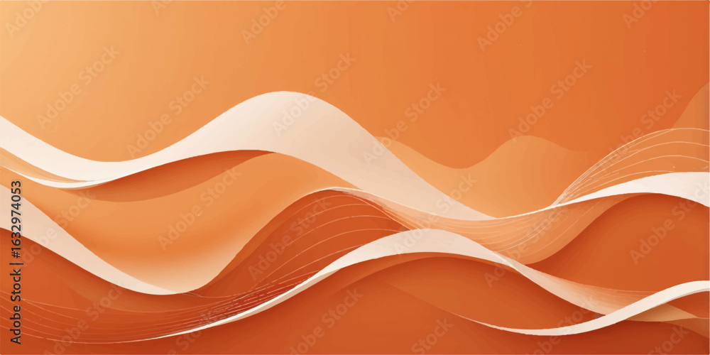 Poster abstract orange wavy vector background with flowing lines and decorative patterns