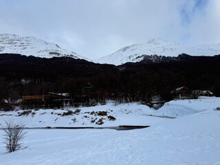 Scenic Snowy Mountain View at Ski Resort