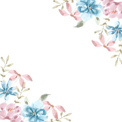 Vintage Loose Watercolor Flower Border