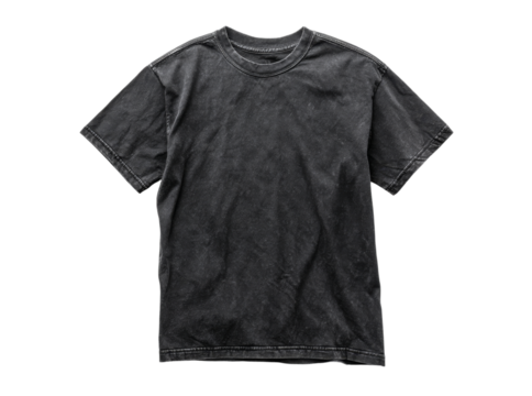 Black acid wash cotton tshirt mockup isolated on black background, Isolated On White, Transparent Background, Png Cut Out