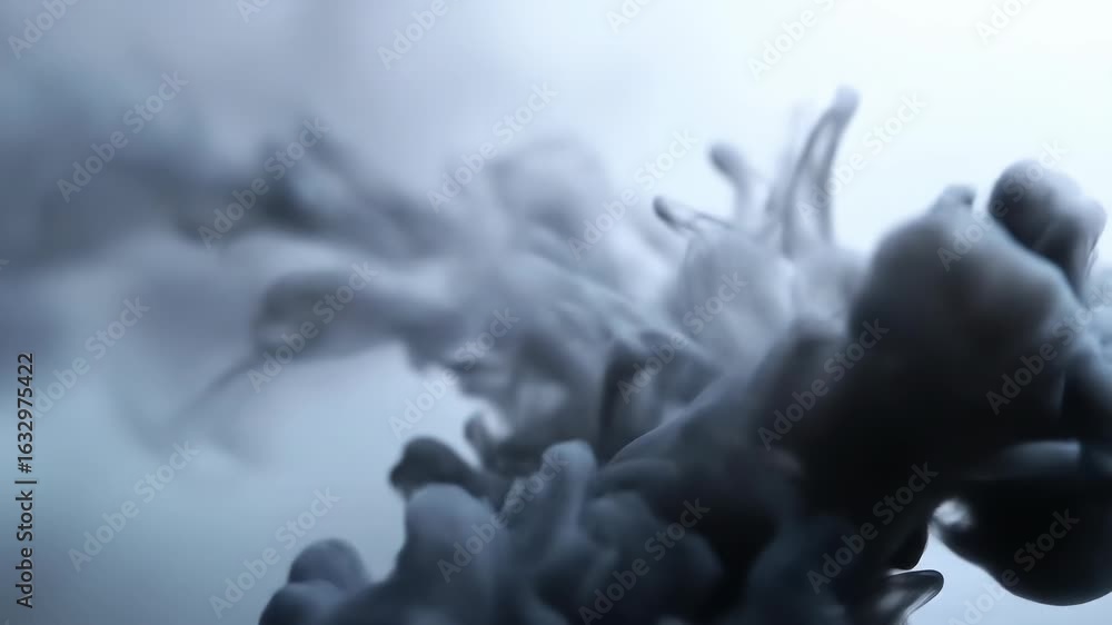 Poster mysterious black ink cloud: mesmerizing abstract movement of opaque liquid motion effect in