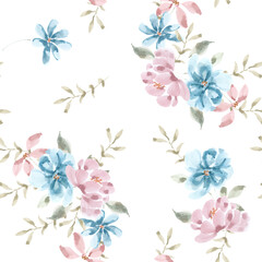 Vintage Loose Watercolor Flower Seamless Pattern
