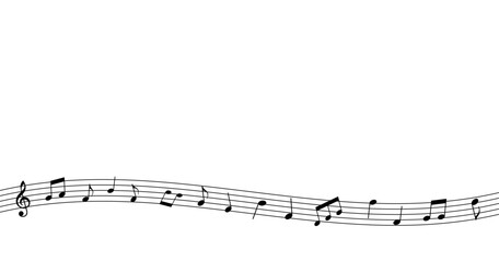 Elegant Black and White Music Background with Flowing Staff Lines and Notes
