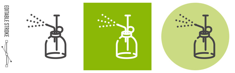 霧吹き器、ガーデニング、園芸｜ライン・アイコン [線の編集可能]