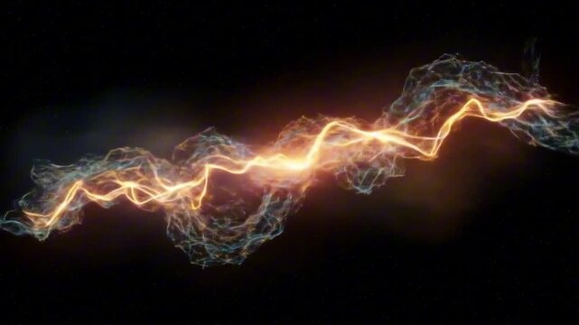 A glowing serpentine energy mass shimmering with orange and blue against a dark starry space backdrop