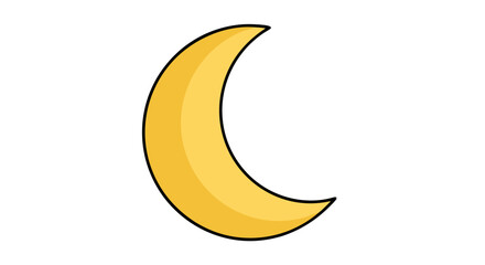Golden Crescent: A Stylized Moon Phase for Night Sky Designs and Celestial Imagery Illustration