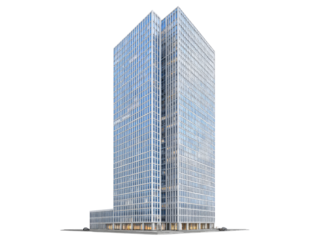 Modern glass skyscraper building cityscape architecture design, Isolated On White, Transparent Background, Png Cut Out