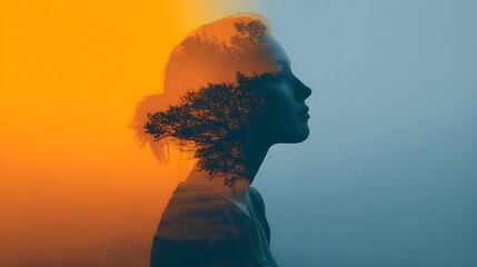 Woman's Silhouette with Tree Overlay