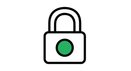 Clean, Minimalist Padlock Illustration with a Distinctive Green Button