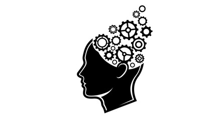 Gears and Ideas: Exploring the Thinking Mind Concept Silhouette.