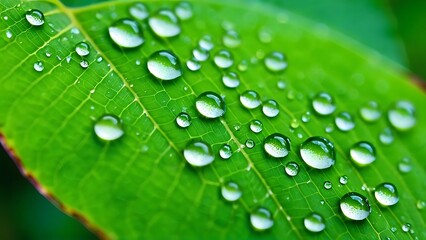 Macro Dewdrop on Vibrant Green Leaf
