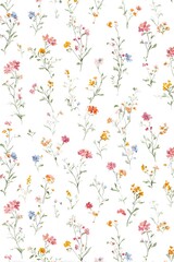 Fototapeta premium Watercolor Floral Pattern, White Background