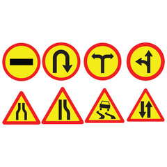 set of traffic signs, set of road signs 