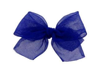 Royal blue sheer fabric bow isolated on black background, Isolated On White, Transparent Background, Png Cut Out