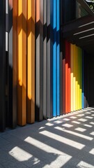 Colorful architectural facade with shadows