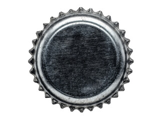 Closeup of a used metal bottle cap isolated on black, Isolated On White, Transparent Background, Png Cut Out