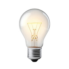 Classic incandescent light bulb emitting warm yellow glow, featuring a visible filament and clear glass casing, essential for traditional lighting setups.