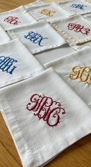 Embroidered napkins on a table