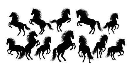 Fototapeta premium Majestic horses prancing: A series of bold and elegant animal silhouettes.