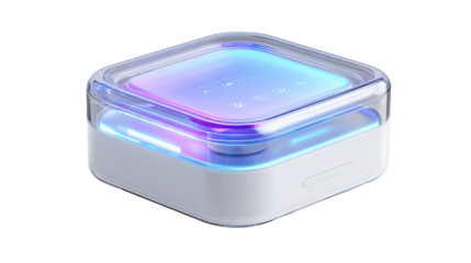 AI Powered Hologram Communication Gadget Compact Design on Transparent Background

