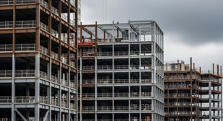 Steel frame structures mark the cityscape with promise for future urban growth and progress