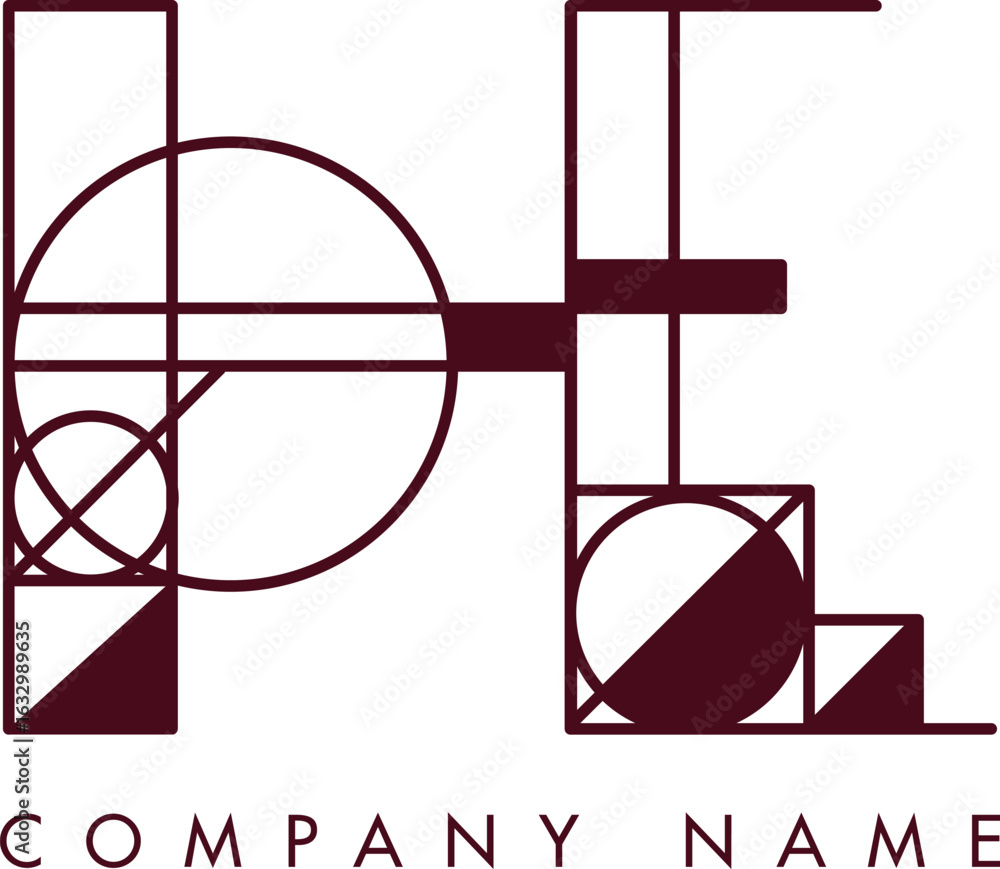 Poster minimalist he circular monogram logo design with bold lines and elegant style