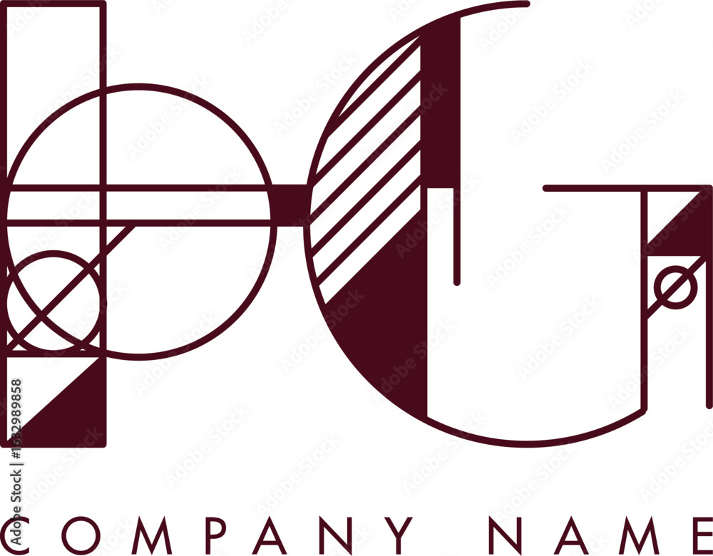 Poster minimalist hg circular monogram logo design with bold lines and elegant style