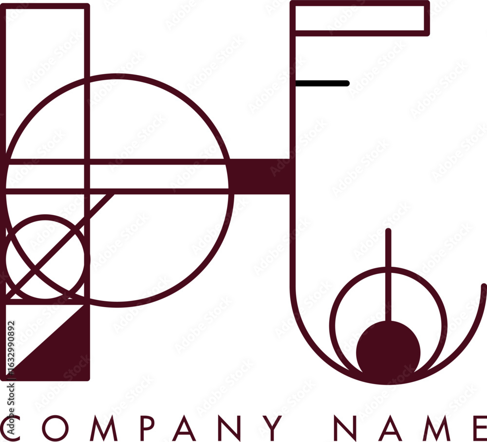 Poster minimalist hj circular monogram logo design with bold lines and elegant style