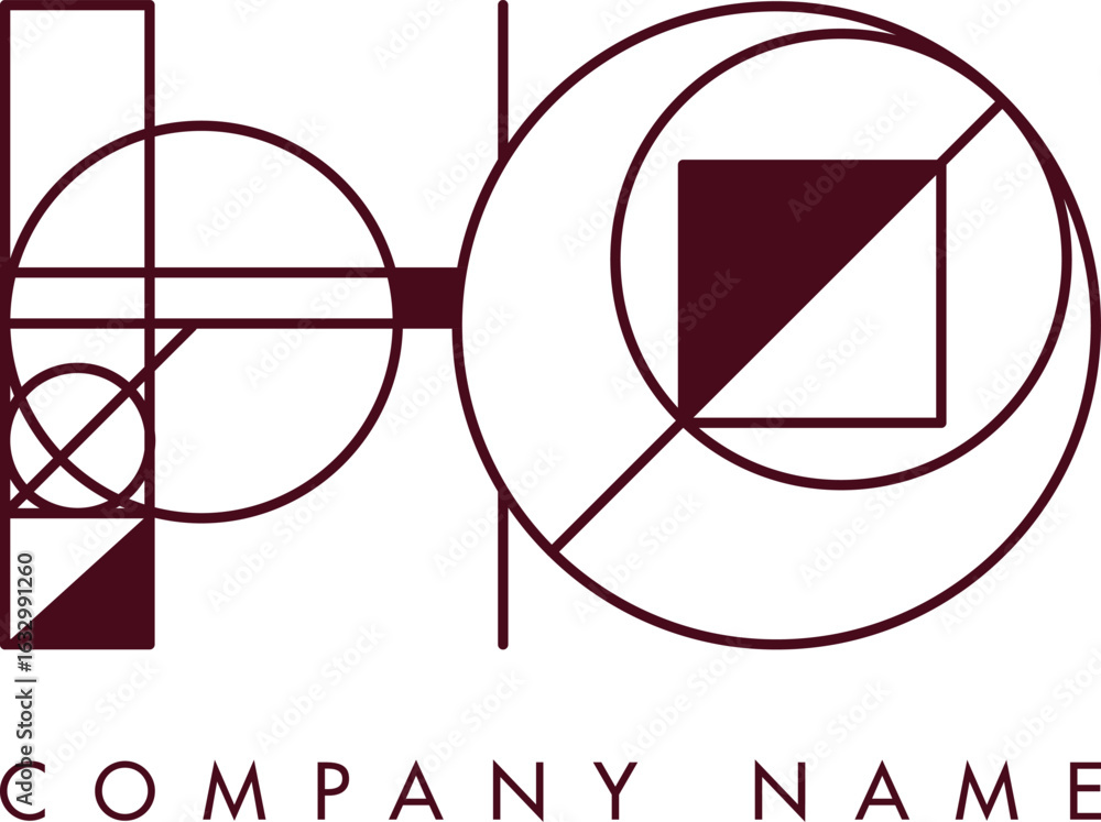 Poster minimalist ho circular monogram logo design with bold lines and elegant style
