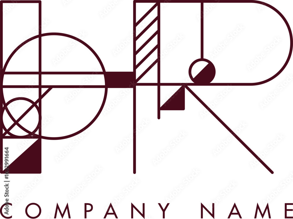 Poster minimalist hr circular monogram logo design with bold lines and elegant style
