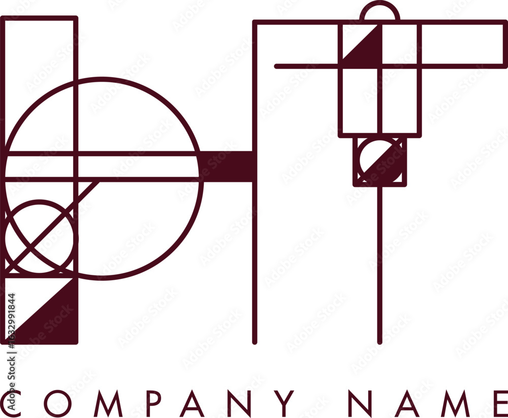 Poster minimalist ht circular monogram logo design with bold lines and elegant style