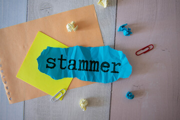 top view blocks with word STAMMER