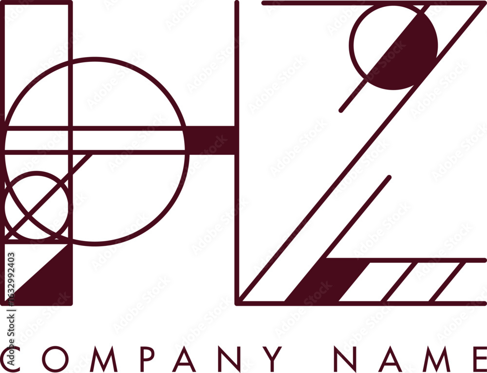 Poster minimalist hz circular monogram logo design with bold lines and elegant style