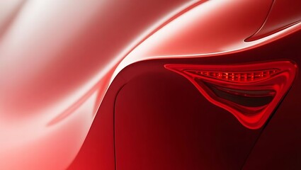 Close up view of a red car with a distinctive tail light design showcasing modern automotive styling