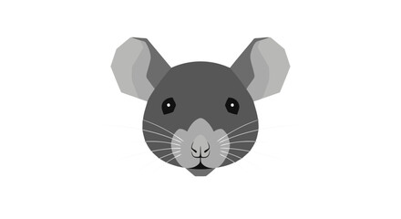 Obraz premium A minimalist vector illustration focused on a rat's head in a close-up view, highlighting its geometric features in a clean, stylized, and unsettling design