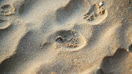 A close up of a sandy beach with footprints in the sand