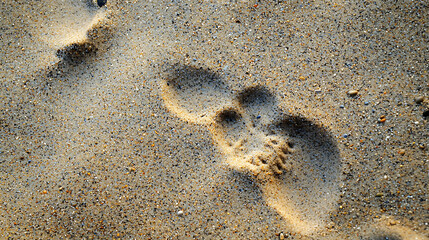 A foot print is in the sand