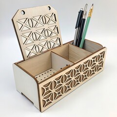 laser cut pen holder template pencil case box 