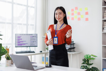 Document Business working at office with documents on desk, doing planning analyzing the financial...