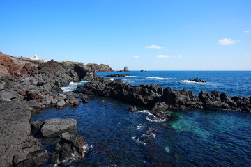 rock coast and clear sea