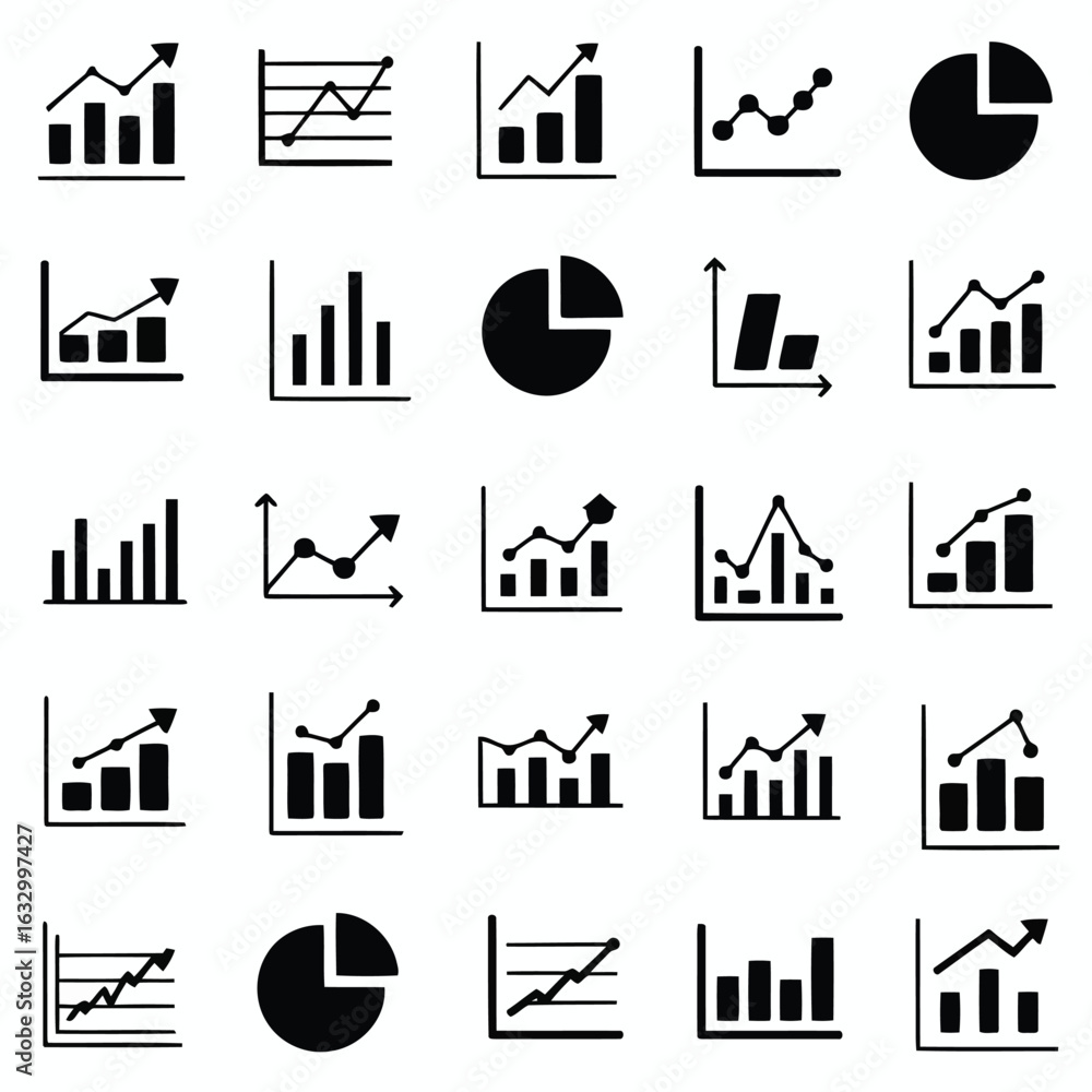 Poster various charts and graphs displaying financial growth and data analysis vector