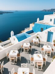 Obraz premium outside lunch set in Santorini, Greece
