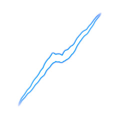 Blue zigzag electric bolt on transparent background
