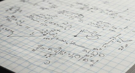 Handwritten math equations on graph paper