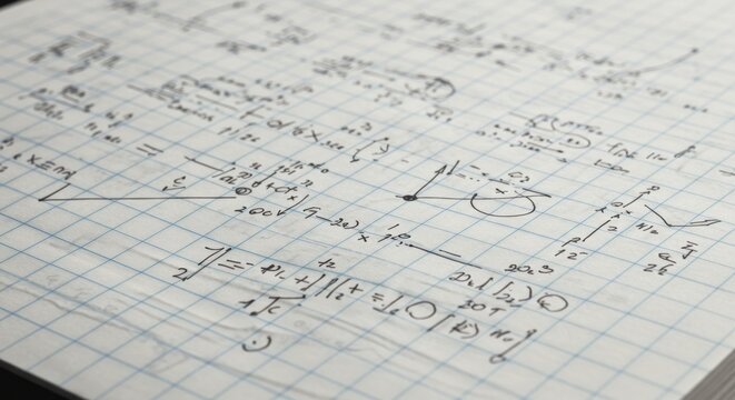 Handwritten math equations on graph paper