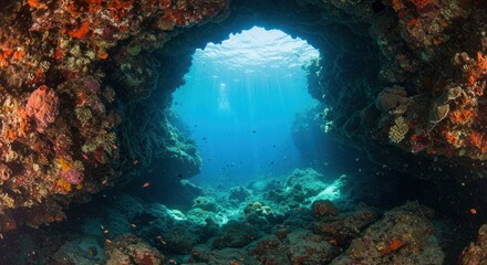 Underwater cave opening