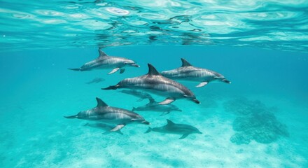 Fototapeta premium Dolphins in turquoise water