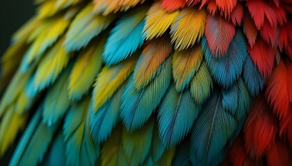 Obraz premium Close-up of colorful parrot feathers in high detail