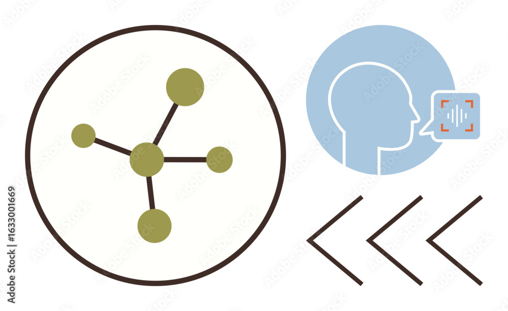 Aufkleber abstract representation of human speech and networking. includes a molecule-thumbs up structure, out