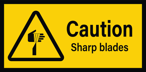 Warning Sharp Blades Label Symbol. Caution Sharp Blades